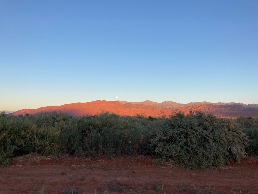 Province de San Juan, Argentine, au lever du jour, pendant notre mission sur le terrain avec O. et M. 